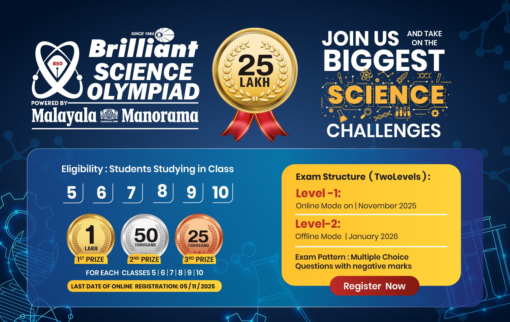 BRILLIANT SCIENCE OLYMPIAD (BSO) 2026 - ELIGIBILITY : STUDYING IN CLASSES 5, 6, 7, 8, 9, 10